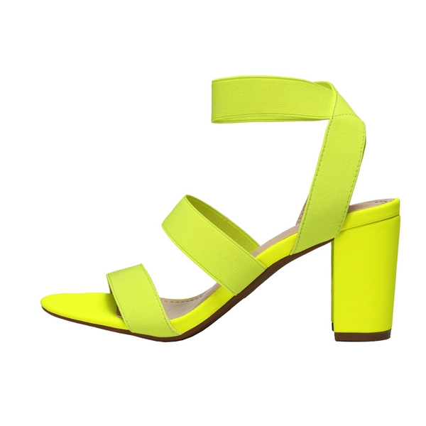 Elastic Chunky Strap Sandals - NEON LIME - 1